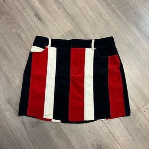 Tommy Hilfiger Red Blue White Striped Corduroy Skirt Sz 8